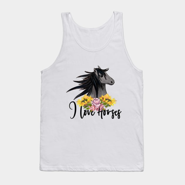 I Love Horses Tank Top by Designs by Ira